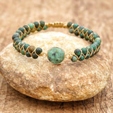 4mm African Stone Braided Turtle Bracelet Double Layer Beads Boho Charm