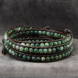 4mm Agate Luxe Custom Leather Wrap Bracelet Men's Accessory Love Natural Stone