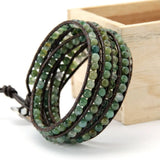 4mm Agate Luxe Custom Leather Wrap Bracelet Men's Accessory Love Natural Stone