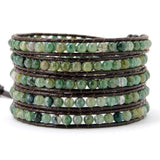 4mm Agate Luxe Custom Leather Wrap Bracelet Men's Accessory Love Natural Stone