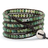 4mm Agate Luxe Custom Leather Wrap Bracelet Men's Accessory Love Natural Stone