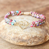 Heart Shape Female Bracelet Double Layer Beaded Charm B