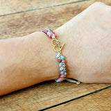 Heart Shape Female Bracelet Double Layer Beaded Charm B