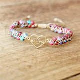 Heart Shape Female Bracelet Double Layer Beaded Charm B