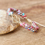 Heart Shape Female Bracelet Double Layer Beaded Charm B