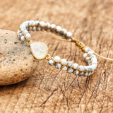 Opal Pine Bracelet for Women Men Double Layer Strand Beaded Charm Bracelet