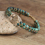 4mm Beads Bracelet Tree of Life Charm Bracelets African Jasper String Braided