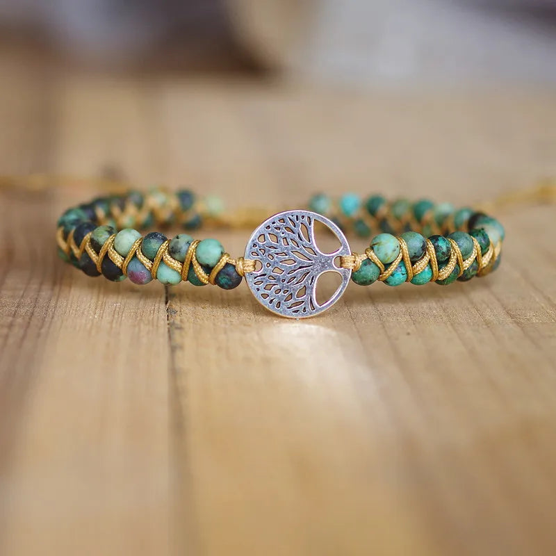 4mm Beads Bracelet Tree of Life Charm Bracelets African Jasper String
