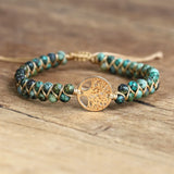 4mm Beads Bracelet Tree of Life Charm Bracelets African Jasper String Braided