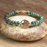 4mm Beads Bracelet Tree of Life Charm Bracelets African Jasper String Braided