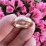 4mm Tungsten Carbide Wedding Band Hammer Ring Faces Brushed Finish Comfort Fit