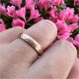 4mm Tungsten Carbide Wedding Band Hammer Ring Faces Brushed Finish Comfort Fit