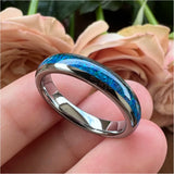 Opal Inlay Tungsten Carbide Wedding Band Engagement Ring Men Women