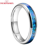 Opal Inlay Tungsten Carbide Wedding Band Engagement Ring Men Women