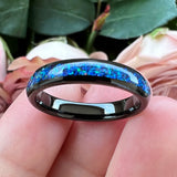 Opal Inlay Tungsten Carbide Wedding Band Engagement Ring Men Women