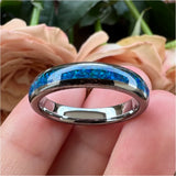 Opal Inlay Tungsten Carbide Wedding Band Engagement Ring Men Women