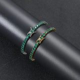 4mm Brass CZ Tennis Bracelet Red Purple Green Stone Men Women Party Gift