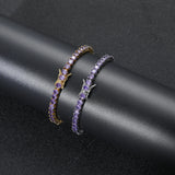 4mm Brass CZ Tennis Bracelet Red Purple Green Stone Men Women Party Gift