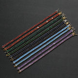 4mm Brass CZ Tennis Bracelet Red Purple Green Stone Men Women Party Gift