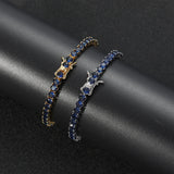 4mm Brass CZ Tennis Bracelet Red Purple Green Stone Men Women Party Gift