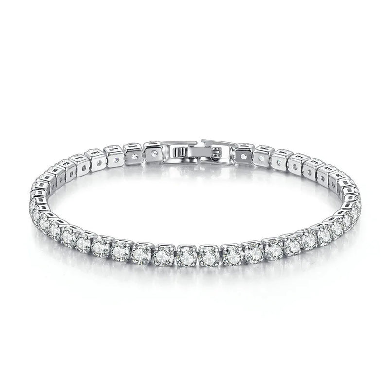 4mm CZ Tennis Bracelet Silver Chain Iced Out Women Men Jewelry