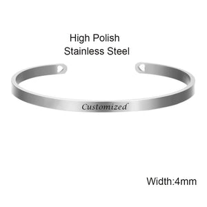 4mm Stainless Steel Open Cuff Bangle Women Bracelet
