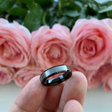 4mm Tungsten Carbide Engagement Ring Silver Beveled Edges Brushed Comfort Fit