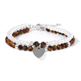 Amethysts Pearl Beaded Bracelet Heart Charm Adjustable Energy Bracelet