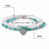 Amethysts Pearl Beaded Bracelet Heart Charm Adjustable Energy Bracelet