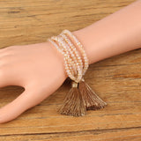 4mm Glass Crystal Beads 6 Layers Tassel Bracelet
