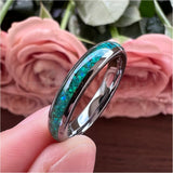 4mm Green Opal Inlay Tungsten Carbide Wedding Band Engagement Ring