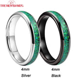 4mm Green Opal Inlay Tungsten Carbide Wedding Band Engagement Ring
