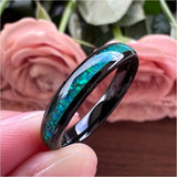 4mm Green Opal Inlay Tungsten Carbide Wedding Band Engagement Ring