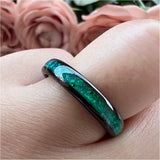 4mm Green Opal Inlay Tungsten Carbide Wedding Band Engagement Ring