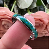 4mm Green Opal Inlay Tungsten Carbide Wedding Band Engagement Ring