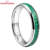 4mm Green Opal Inlay Tungsten Carbide Wedding Band Engagement Ring