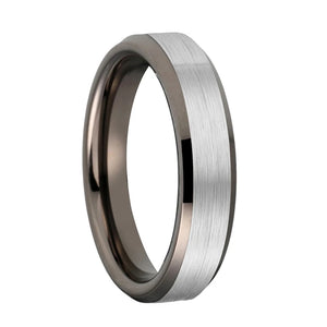Guntemal Tungsten Carbide Ring Flat Beveled Edges Band Brushed Finish