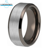 Guntemal Tungsten Carbide Ring Flat Beveled Edges Band Brushed Finish