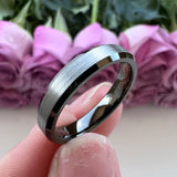 Guntemal Tungsten Carbide Ring Flat Beveled Edges Band Brushed Finish