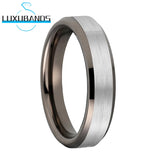 Guntemal Tungsten Carbide Ring Flat Beveled Edges Band Brushed Finish