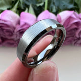Guntemal Tungsten Carbide Ring Flat Beveled Edges Band Brushed Finish