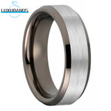 Guntemal Tungsten Carbide Ring Flat Beveled Edges Band Brushed Finish