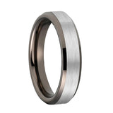 Guntemal Tungsten Carbide Ring Flat Beveled Edges Band Brushed Finish
