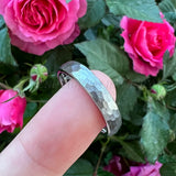 4mm Hammered Tungsten Carbide Wedding Band Brushed Finish