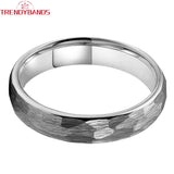 4mm Hammered Tungsten Carbide Wedding Band Brushed Finish