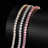 4mm CZ Iced Out Diamond Tennis Anklet Jewelry