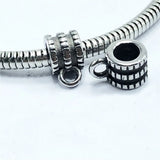 4mm Hole DIY Stainless Steel Cylinder Charms Beads Engrave Hanging Bead