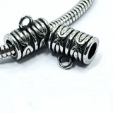 4mm Hole DIY Stainless Steel Cylinder Charms Beads Engrave Hanging Bead