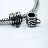 4mm Hole DIY Stainless Steel Cylinder Charms Beads Engrave Hanging Bead