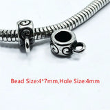 4mm Hole DIY Stainless Steel Cylinder Charms Beads Engrave Hanging Bead